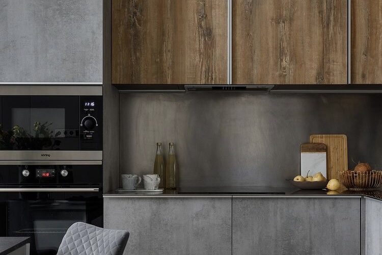 کابینت طوسی قهوه‌ای