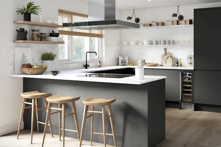 کابینت سفید طوسی مات